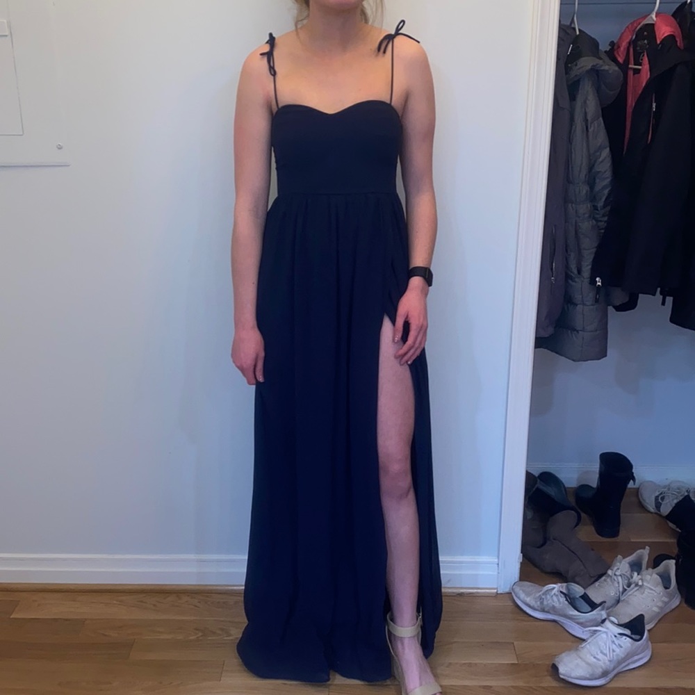 Showpo navy blue long formal dress